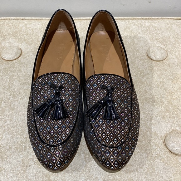 J. Crew Jacquard Tassel Slip On Loafer Like New Size 8 - Picture 3 of 10